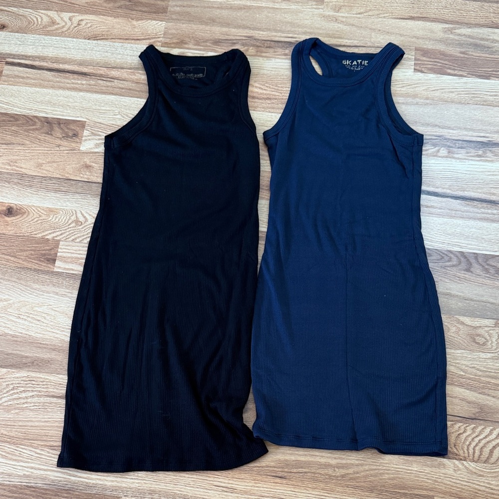 Skatie - Black and Navy Racerback Dresses - size small